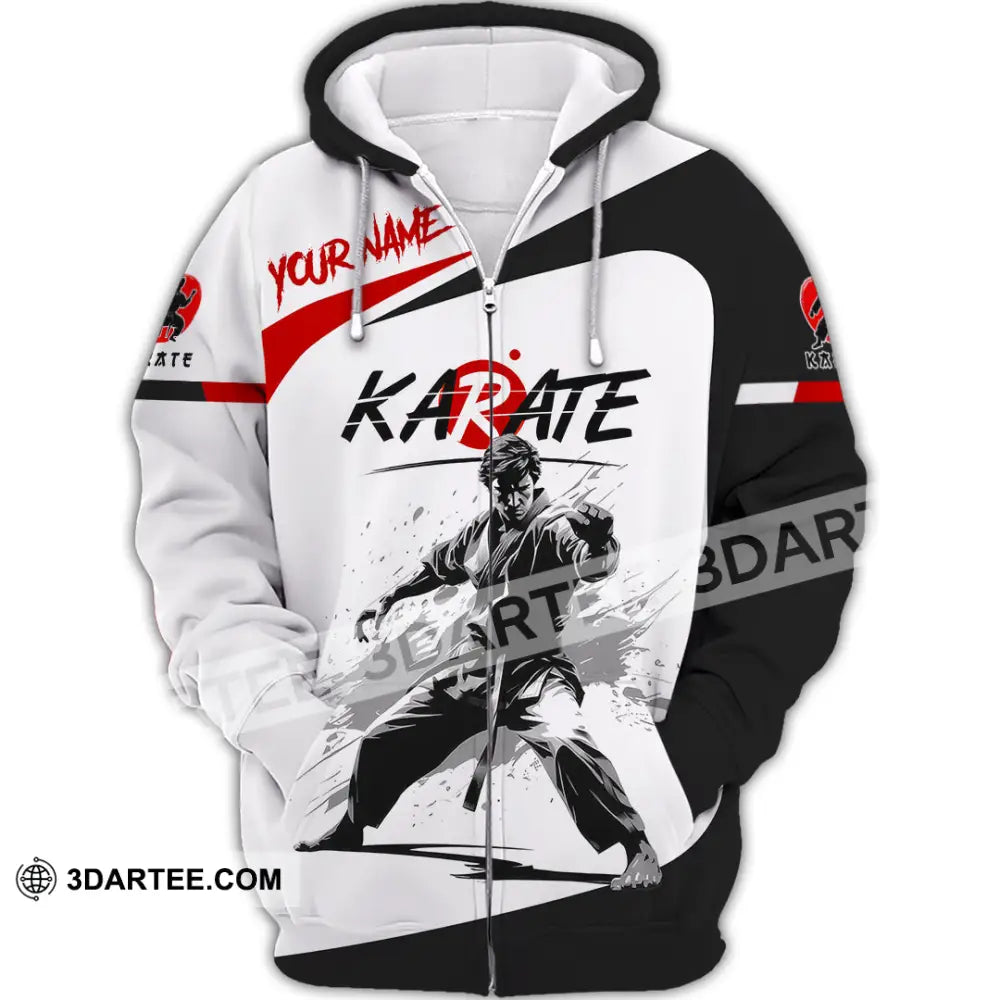 Unisex Shirt - Custom Name Karate Sport Fighter Zipper Hoodie / S T-Shirt