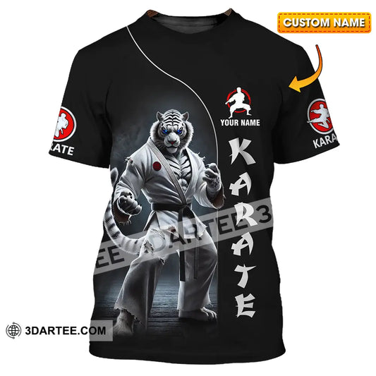 Unisex Shirt - Custom Name Karate White Tiger T-Shirt