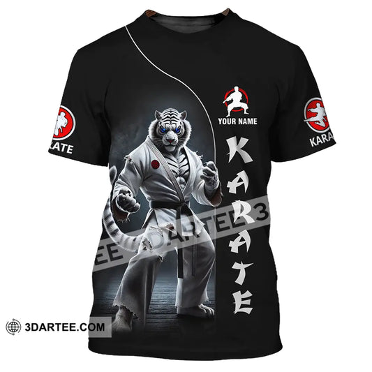 Unisex Shirt - Custom Name Karate White Tiger T-Shirt / S T-Shirt