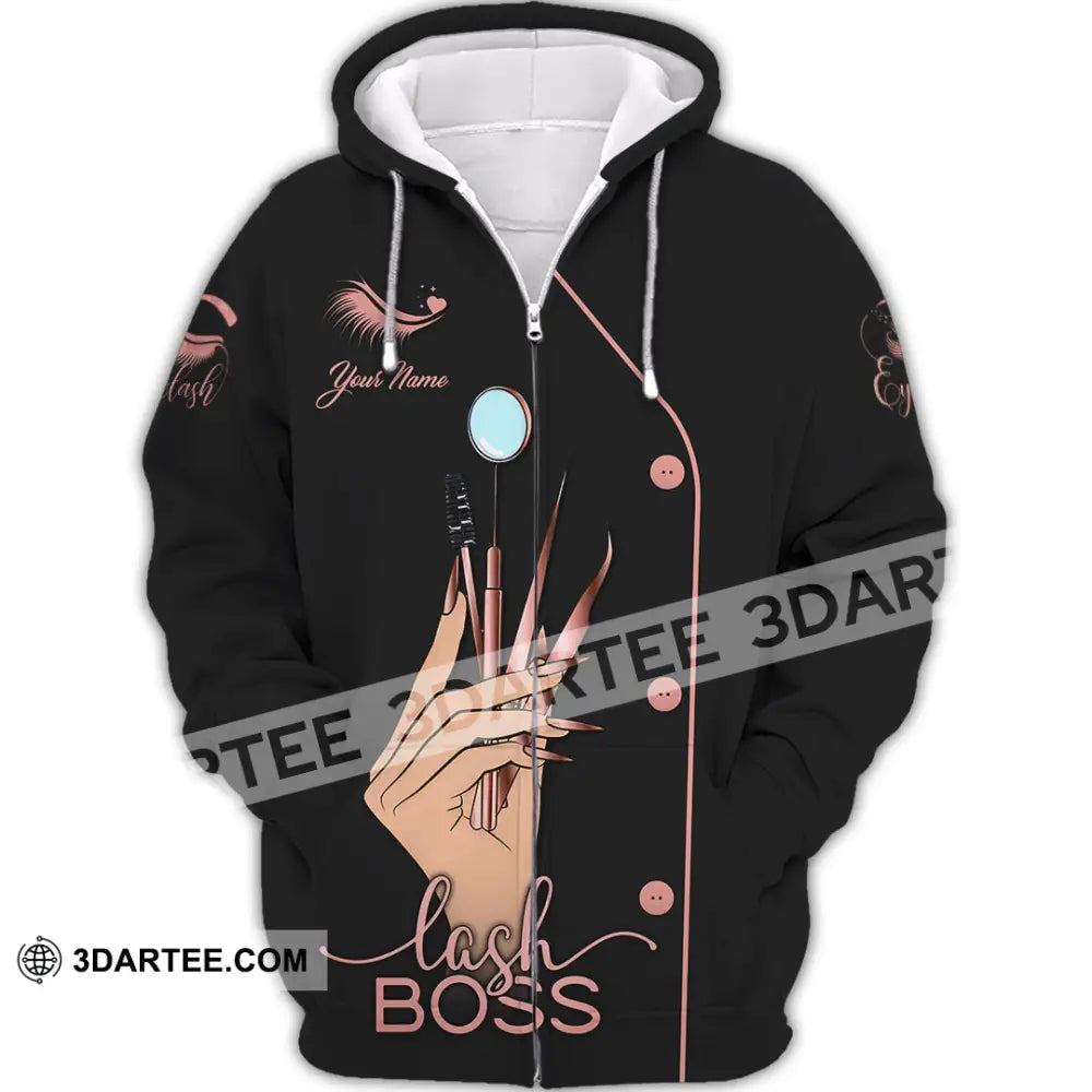 Unisex Shirt - Custom Name Lash Boss Zipper Hoodie / S T-Shirt