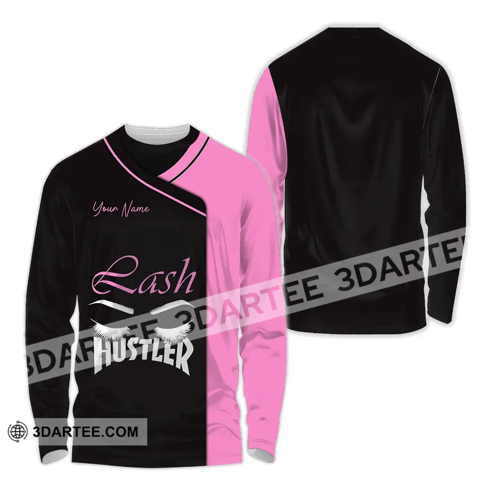 Unisex Shirt - Custom Name Lash Hustler Long Sleeve / S T-Shirt