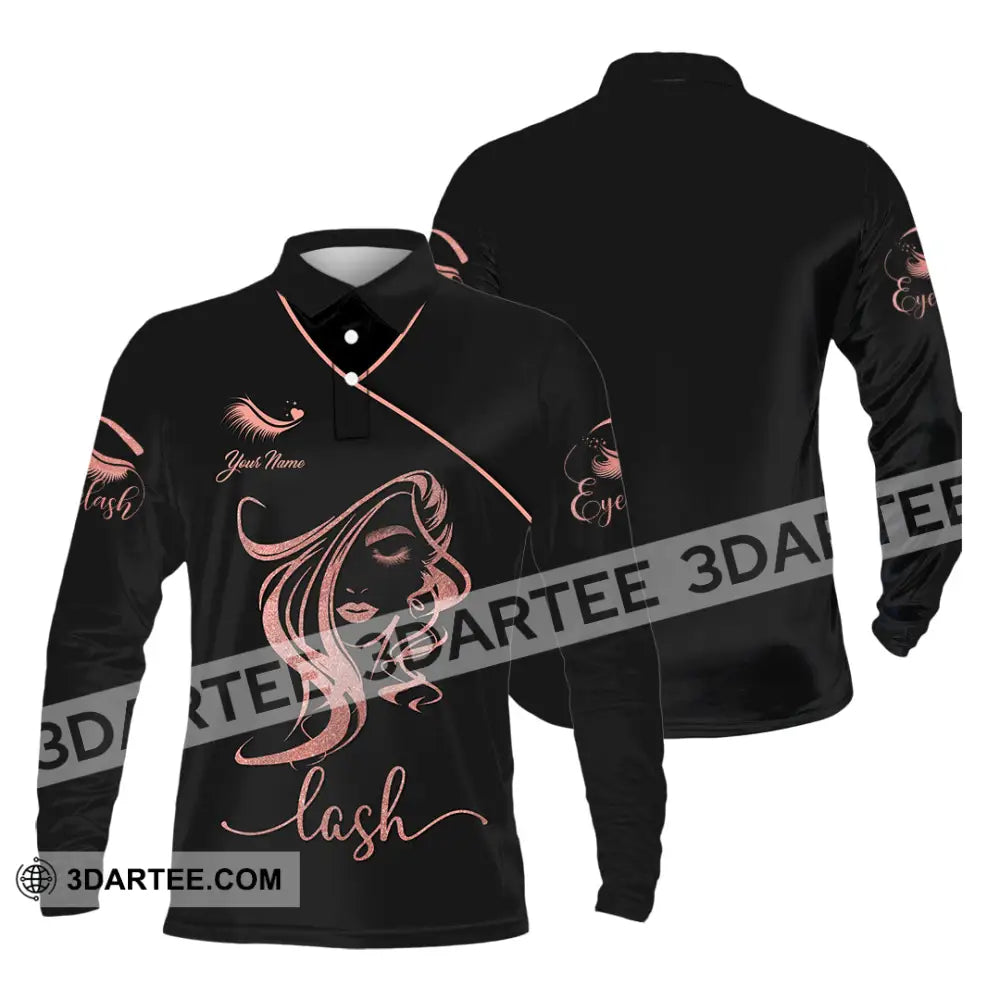 Unisex Shirt - Custom Name Lash Long Sleeve Polo / S T-Shirt