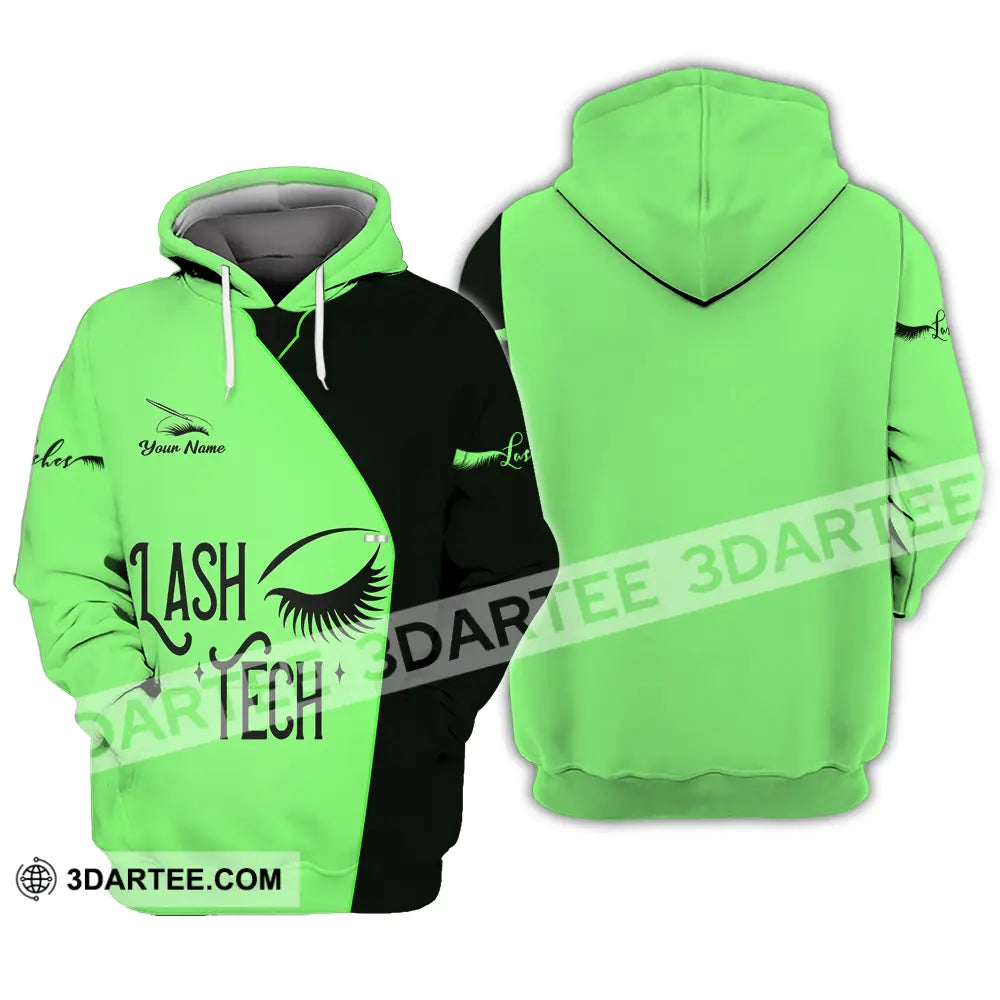 Unisex Shirt - Custom Name Lash Teach Light Green And Black Hoodie / S T-Shirt