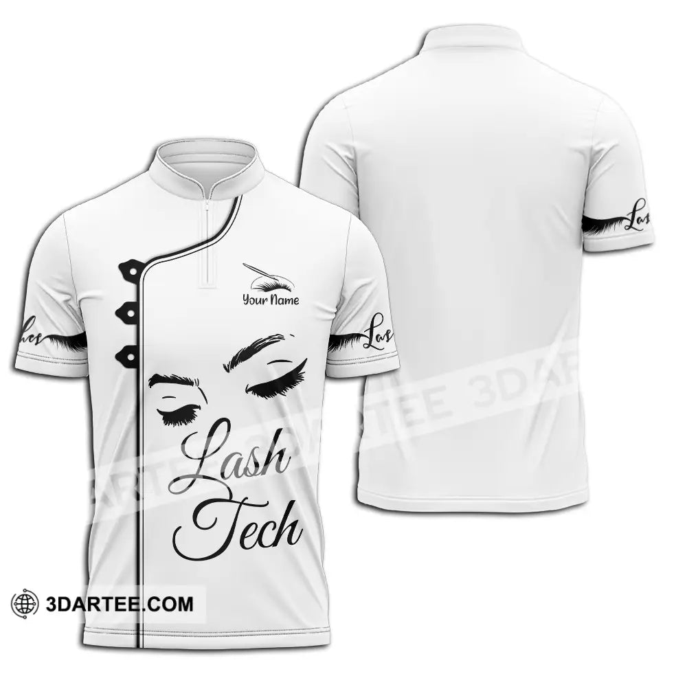 Unisex Shirt - Custom Name Lash Teach Light Zipper Polo / S T-Shirt