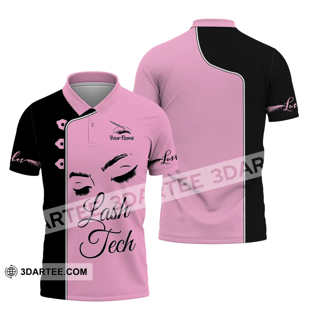 Unisex Shirt - Custom Name Lash Teach Pink And Black Polo / S T-Shirt