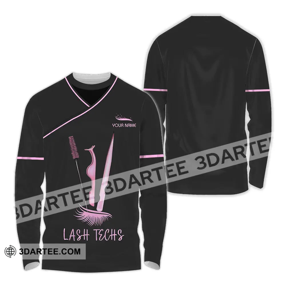 Unisex Shirt - Custom Name Lash Teaches Long Sleeve / S T-Shirt