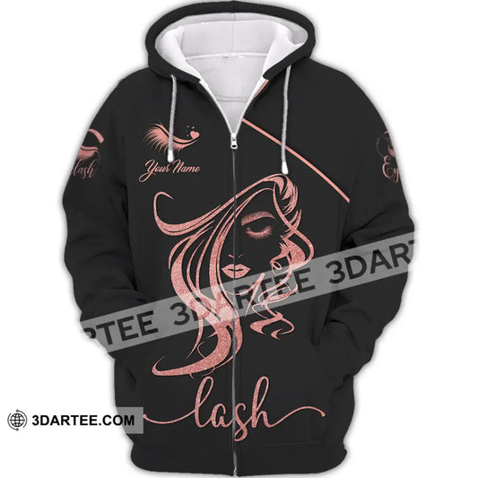 Unisex Shirt - Custom Name Lash Zipper Hoodie / S T-Shirt