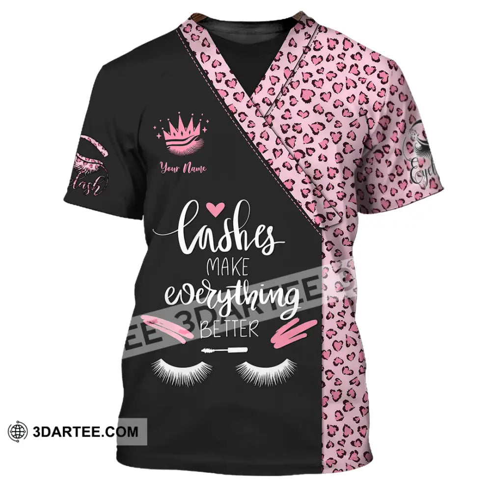 Unisex Shirt - Custom Name Lashes Make Everything Better T-Shirt / S T-Shirt