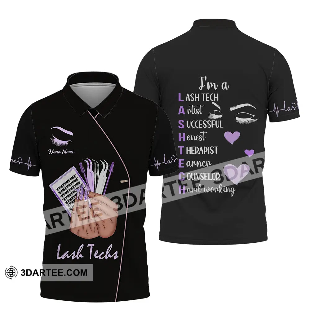 Unisex Shirt - Custom Name Lashes Teaching Polo / S T-Shirt