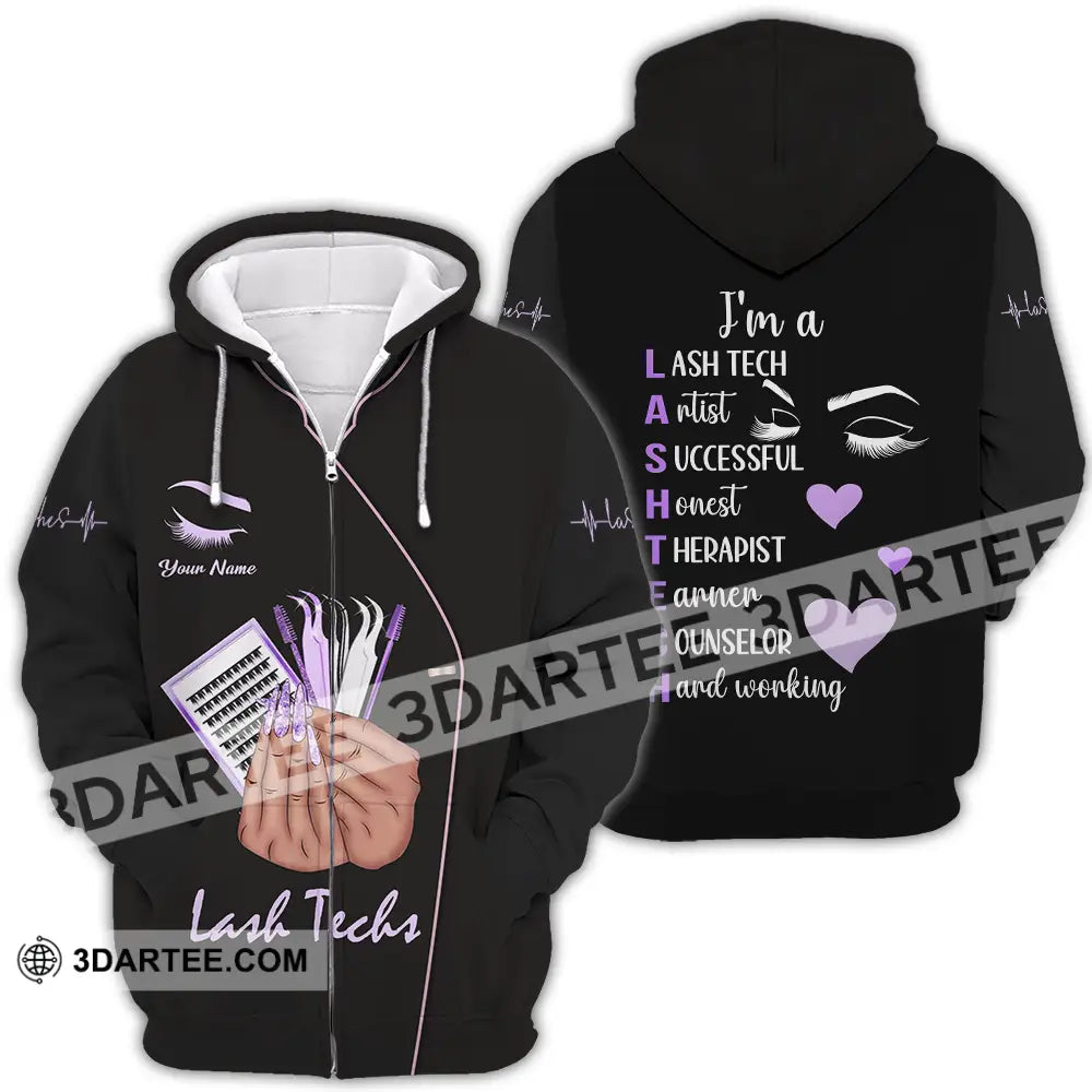 Unisex Shirt - Custom Name Lashes Teaching Zipper Hoodie / S T-Shirt