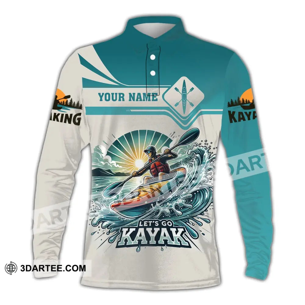 Unisex Shirt - Custom Name Let Go Kayak Long Sleeve Polo / S T-Shirt