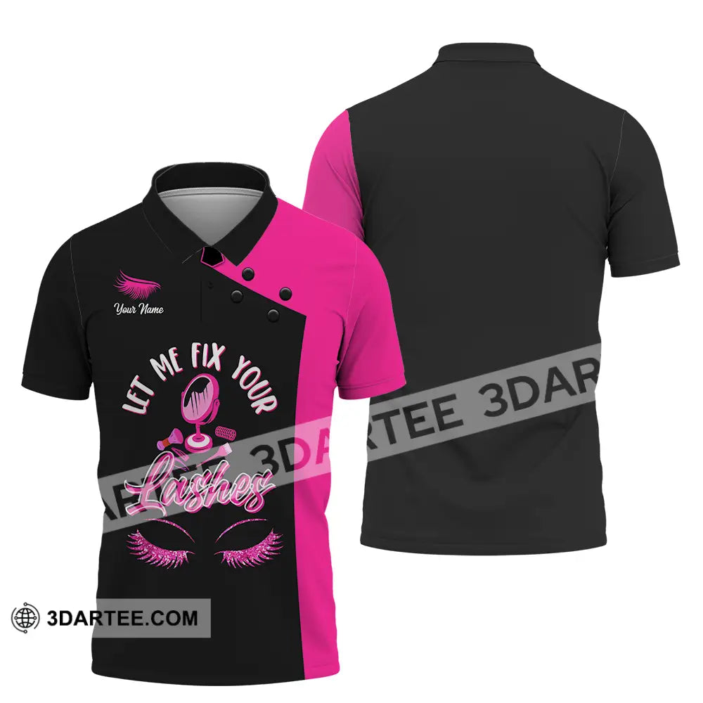 Unisex Shirt - Custom Name Let Me Fix Your Lashes Polo / S T-Shirt