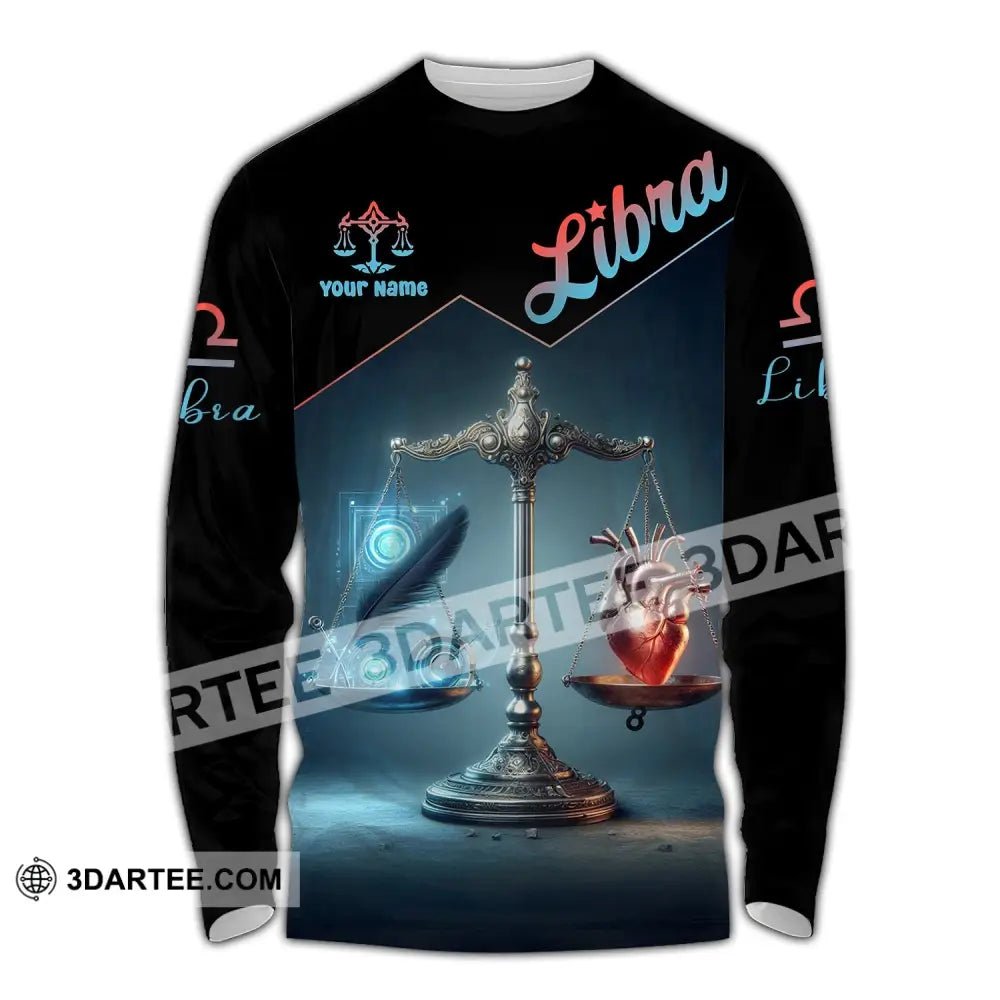 Unisex Shirt - Custom Name Libra Long Sleeve / S T-Shirt