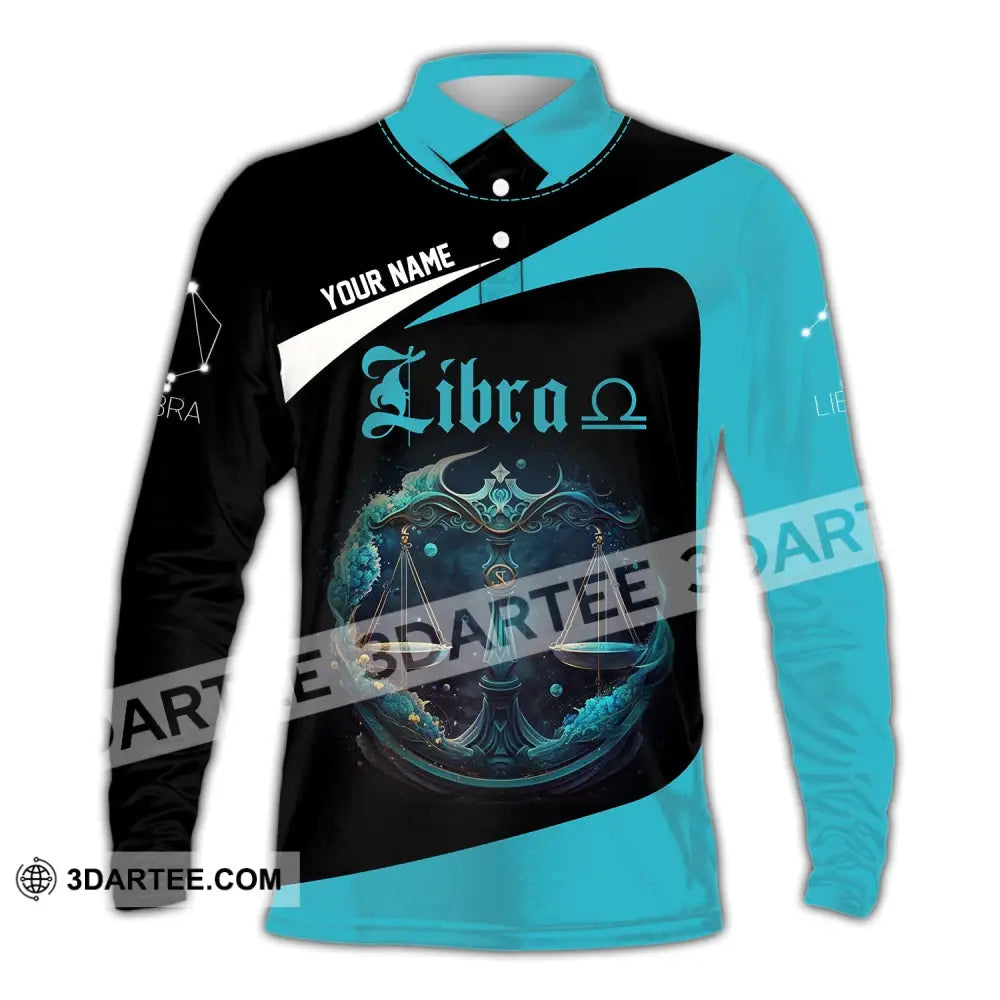 Unisex Shirt Custom Name Libra Zodiac Polo Long Sleeve Apparel Gift For / S T-Shirt