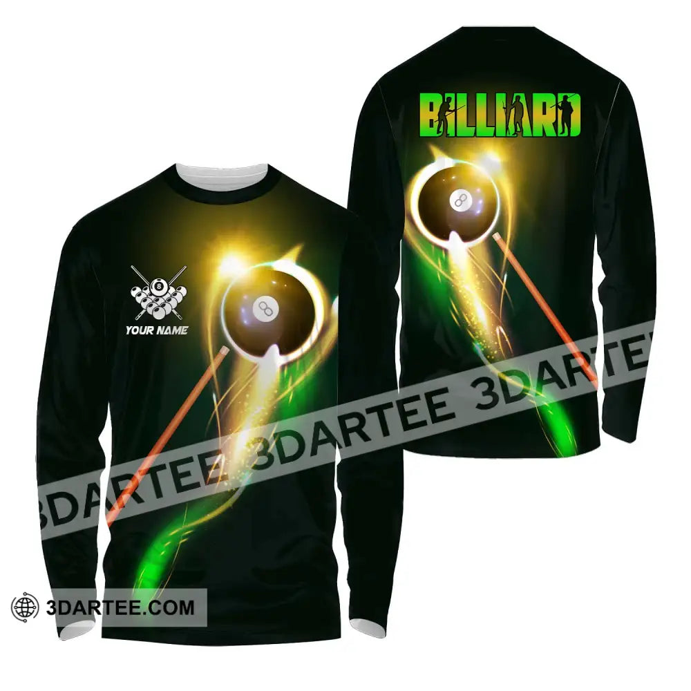 Unisex Shirt - Custom Name Light Billiard Player Long Sleeve / S T-Shirt