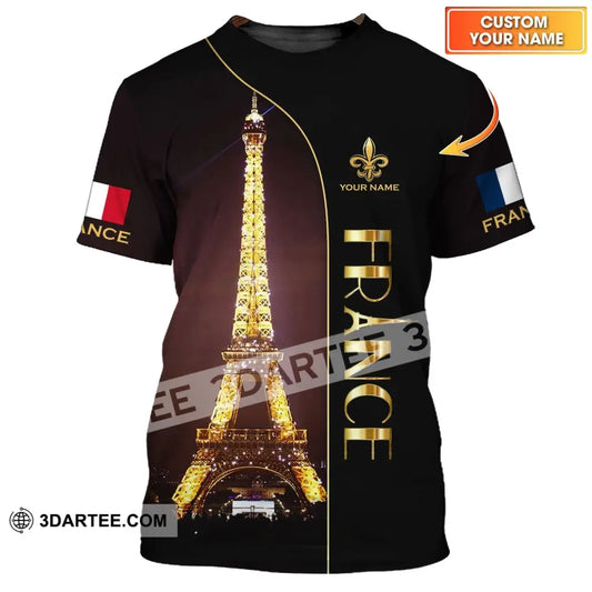 Unisex Shirt - Custom Name Light Eiffel Tower France T-Shirt