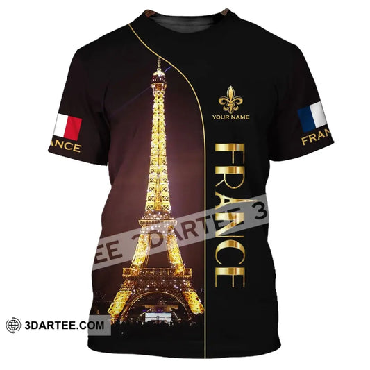 Unisex Shirt - Custom Name Light Eiffel Tower France T-Shirt / S T-Shirt