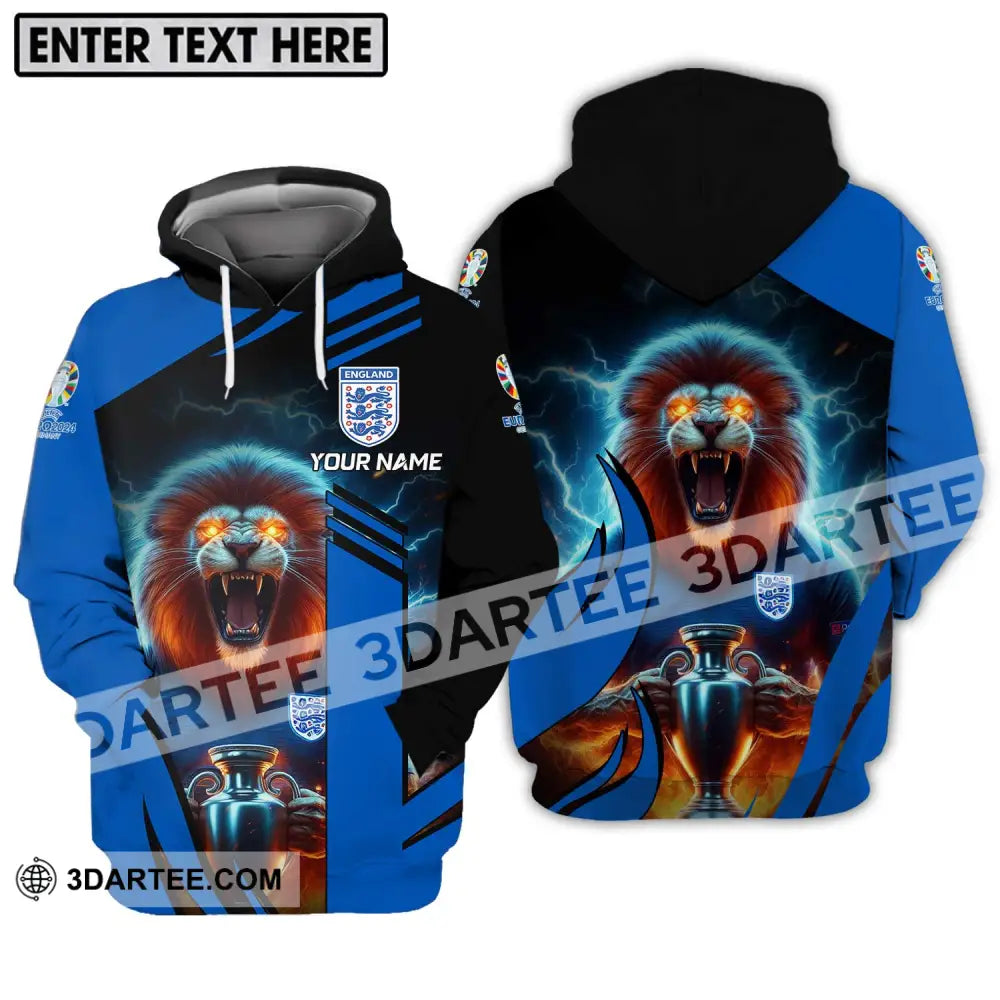 Unisex Shirt - Custom Name Lion And Cup England Euro 2024 Team Hoodie / S T-Shirt