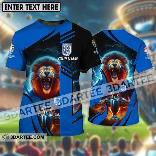 Unisex Shirt - Custom Name Lion And Cup England Euro 2024 Team T-Shirt