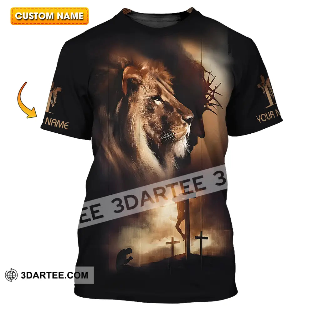 Unisex Shirt - Custom Name Lion Jesus T-Shirt