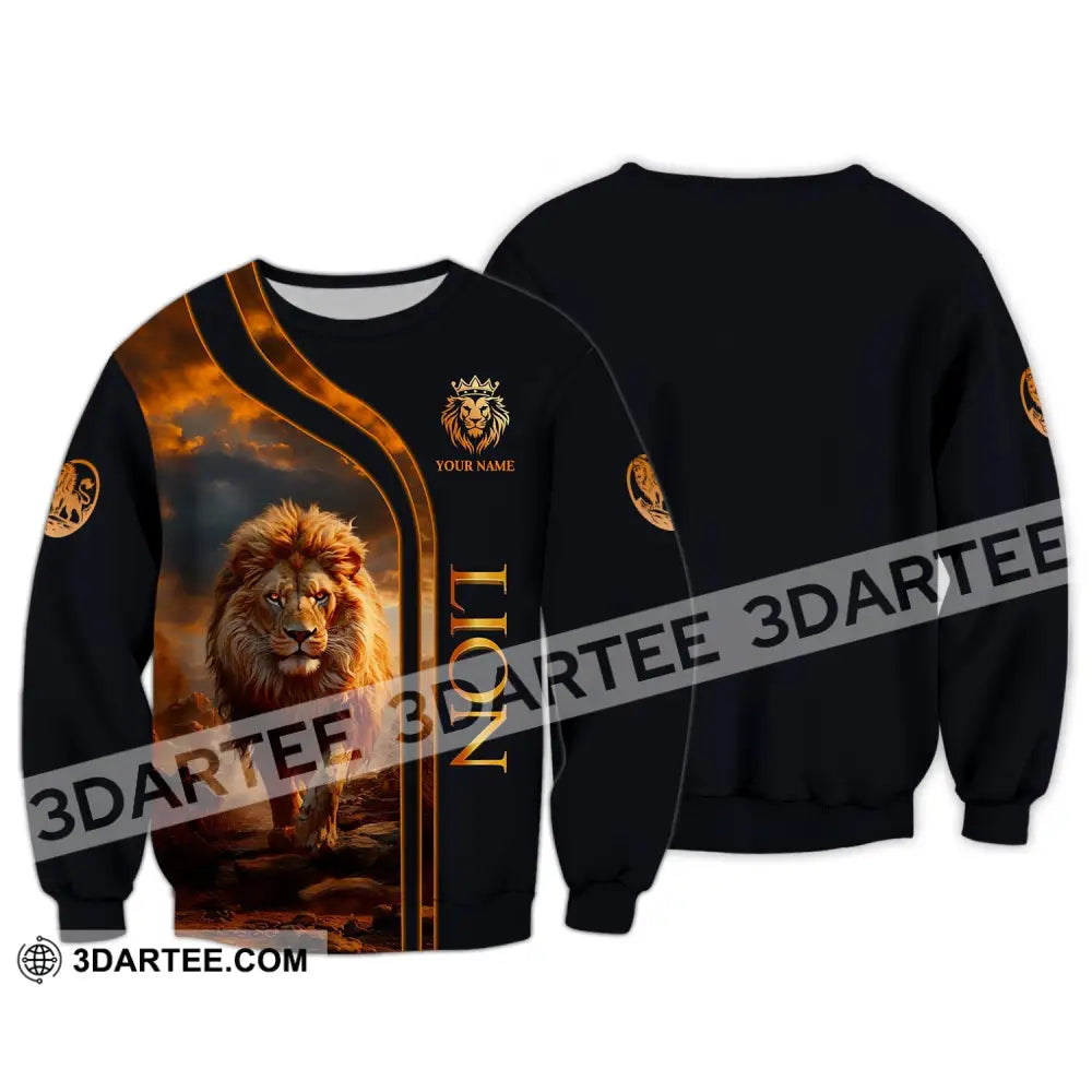 Unisex Shirt - Custom Name Lion Long Sleeve / S T-Shirt