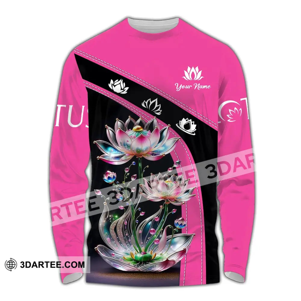 Unisex Shirt - Custom Name Lotus Long Sleeve / S T-Shirt
