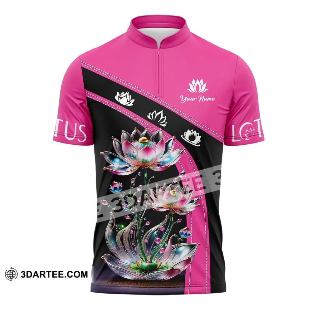 Unisex Shirt - Custom Name Lotus Zipper Polo / S T-Shirt