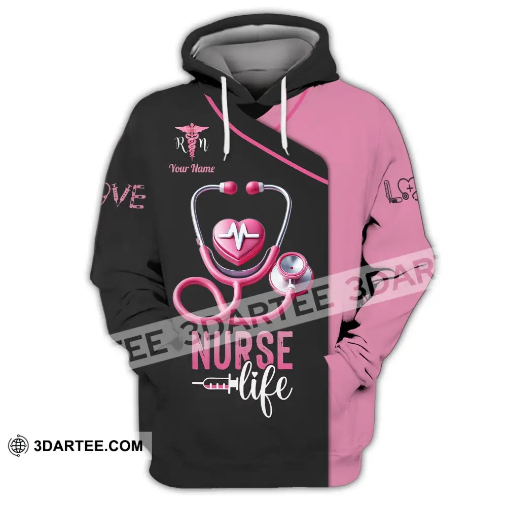 Unisex Shirt - Custom Name Love Nurse Life Hoodie / S T-Shirt