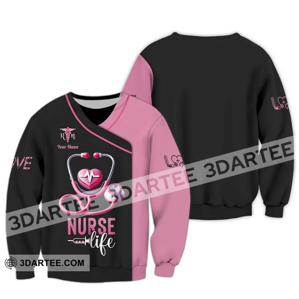 Unisex Shirt - Custom Name Love Nurse Life Long Sleeve / S T-Shirt