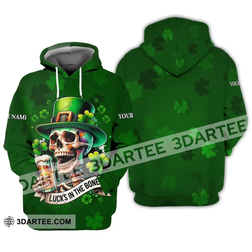 Unisex Shirt - Custom Name Lucks In The Bones Happy Saint Patrick’s Day Hoodie / S T-Shirt