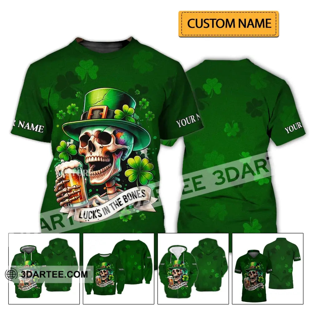 Unisex Shirt - Custom Name Lucks In The Bones Happy Saint Patrick’s Day T-Shirt