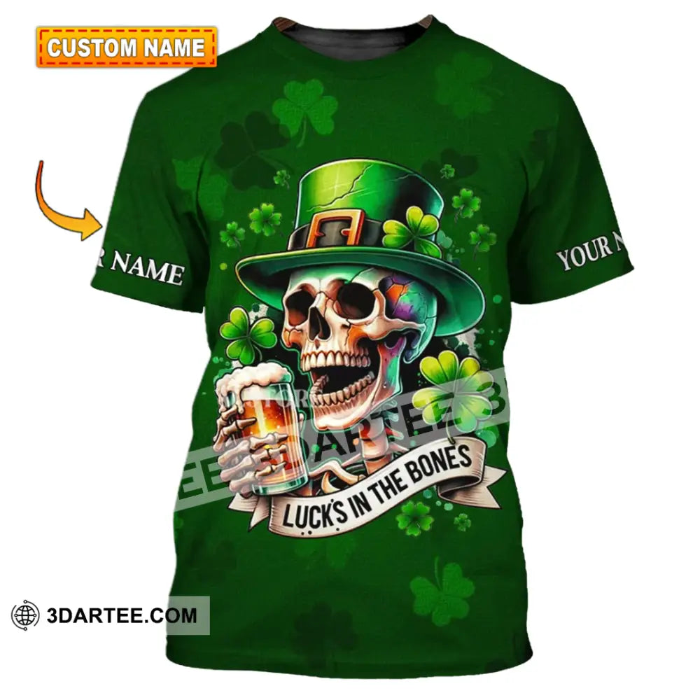 Unisex Shirt - Custom Name Lucks In The Bones Happy Saint Patrick’s Day T-Shirt