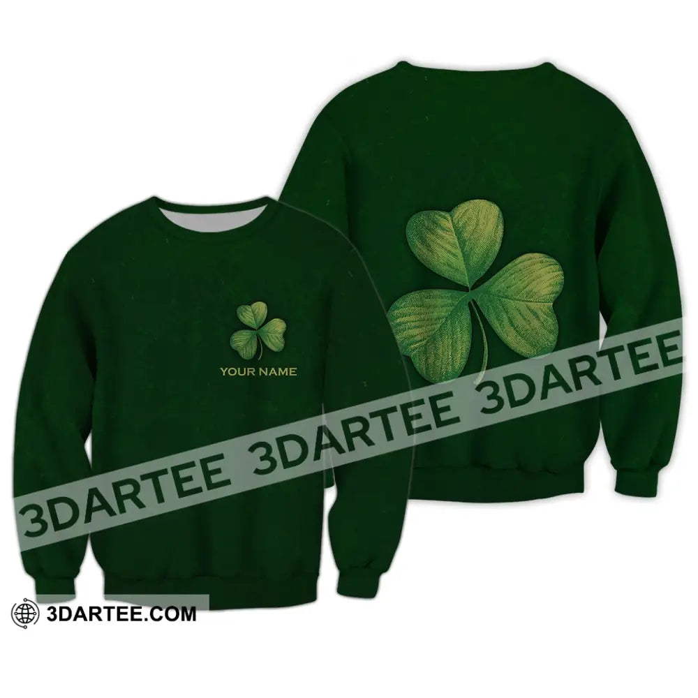 Unisex Shirt - Custom Name Lucky Clover Happy Saint Patrick’s Day Long Sleeve / S T-Shirt