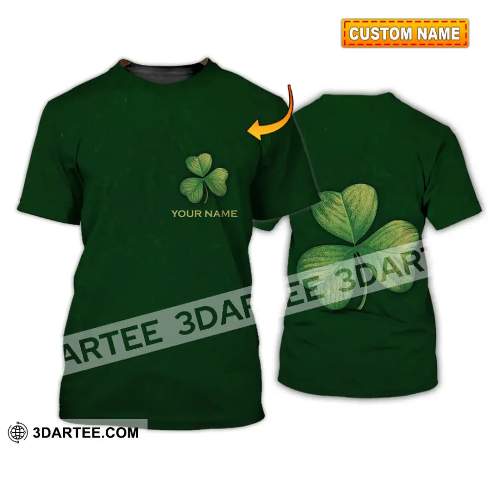 Unisex Shirt - Custom Name Lucky Clover Happy Saint Patrick’s Day T-Shirt