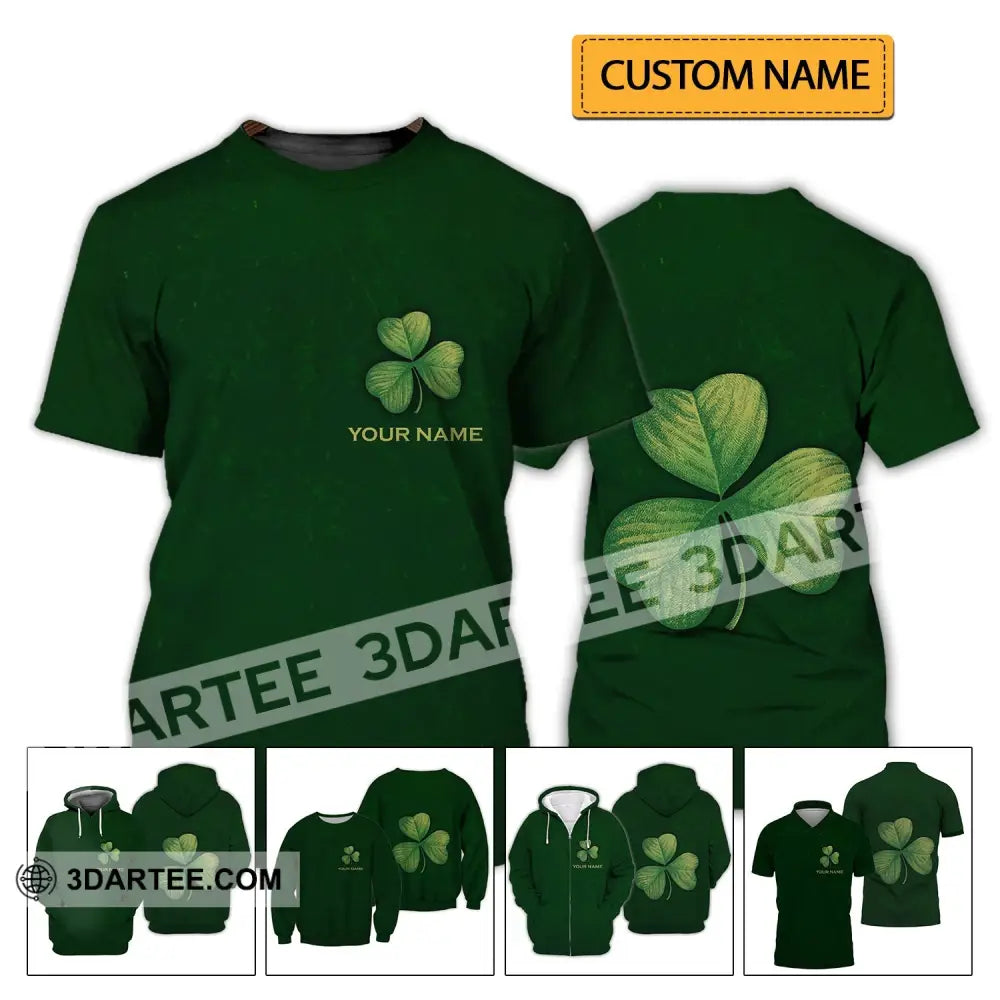 Unisex Shirt - Custom Name Lucky Clover Happy Saint Patrick’s Day T-Shirt