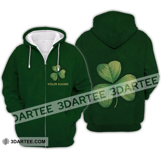 Unisex Shirt - Custom Name Lucky Clover Happy Saint Patrick’s Day Zipper Hoodie / S T-Shirt