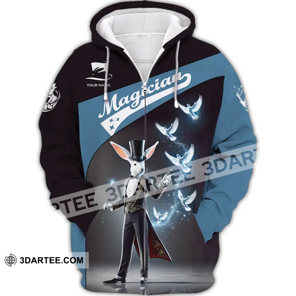 Unisex Shirt Custom Name Magician Long Sleeve Polo Zipper Hoodie / S T-Shirt