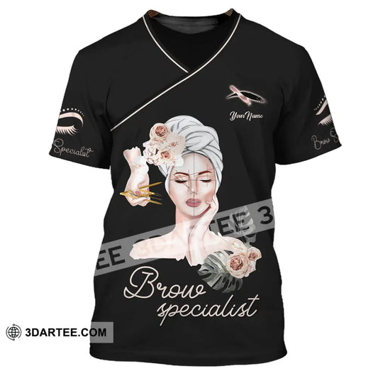 Unisex Shirt Custom Name Makeup Artist Brow Specialist Beauty Salon T-Shirt / S T-Shirt