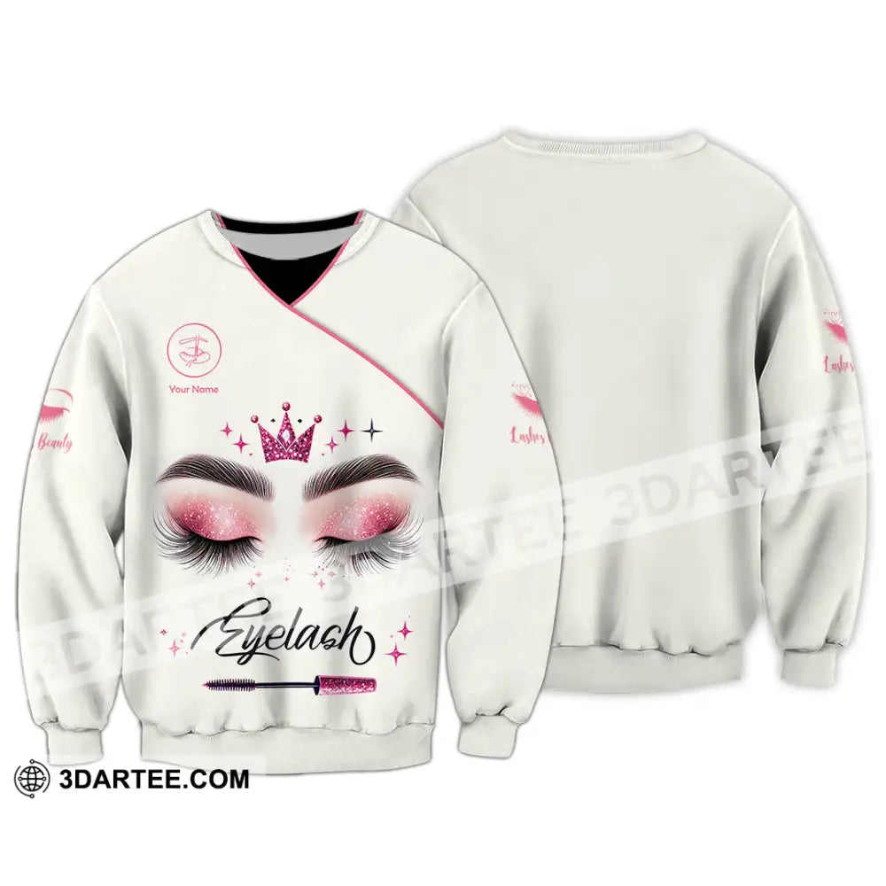 Unisex Shirt Custom Name Makeup Artist Eyelash Extension Beauty Salon T-Shirt Long Sleeve / S