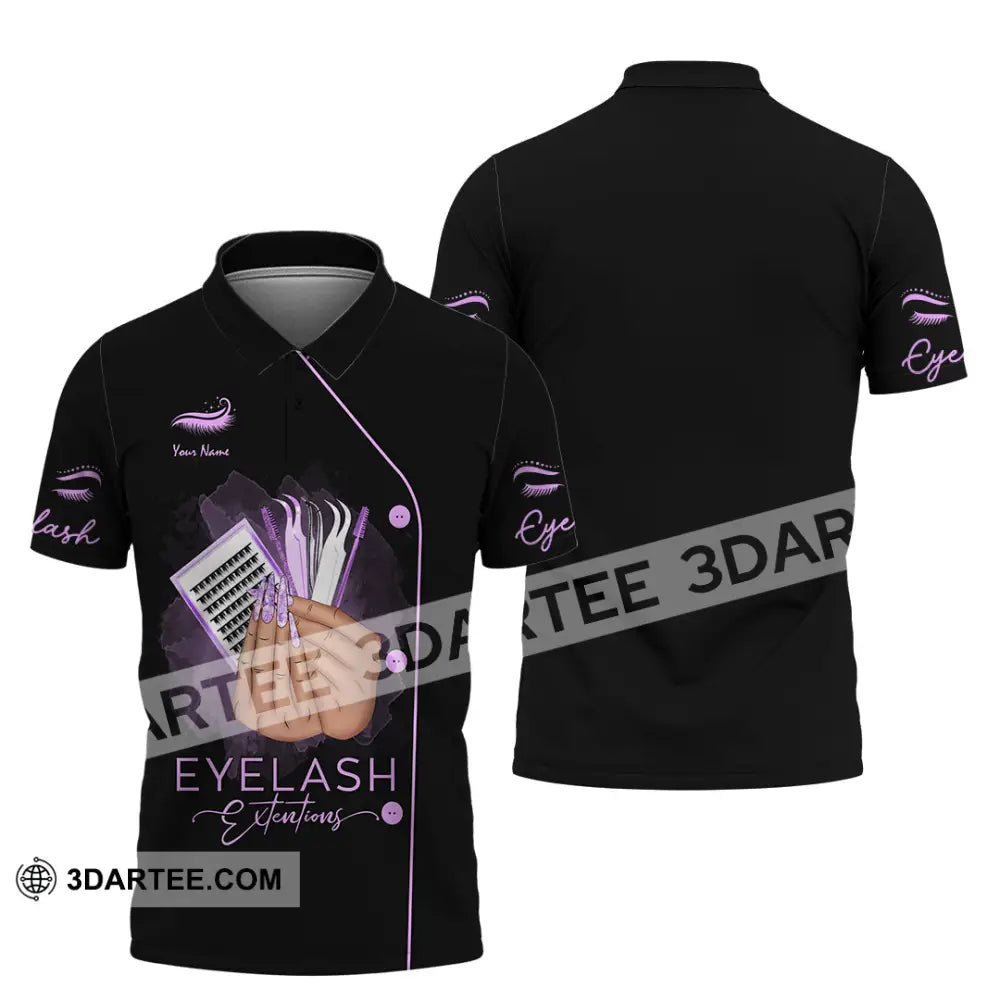 Unisex Shirt Custom Name Makeup Artist Eyelash Extension Beauty Salon T-Shirt Polo / S T-Shirt