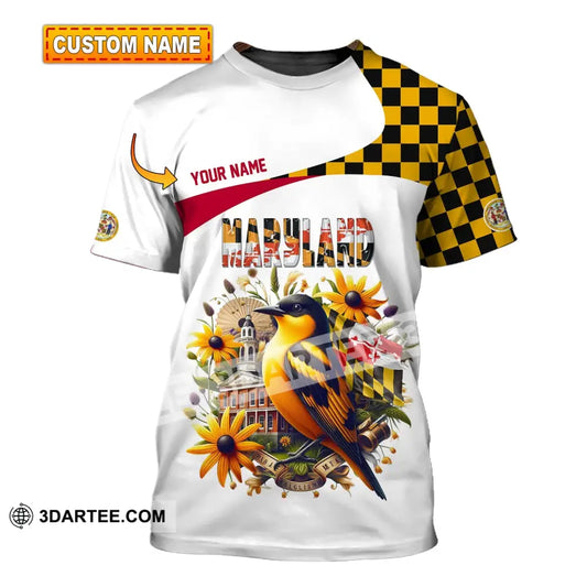 Unisex Shirt Custom Name Maryland Polo Long Sleeve Gift T-Shirt