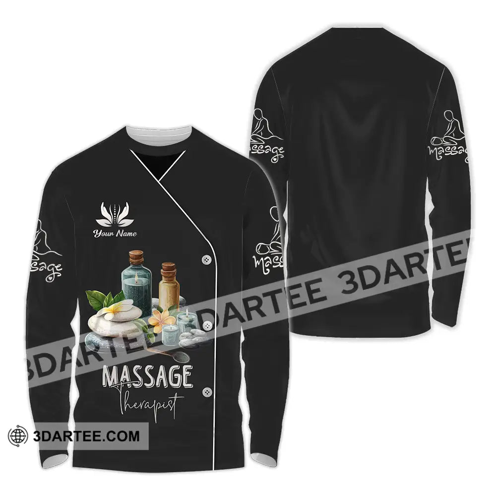 Unisex Shirt - Custom Name Massage Therapist Black Long Sleeve / S T-Shirt