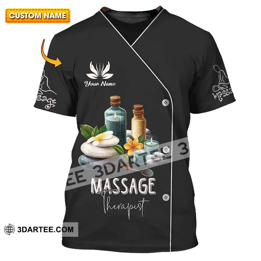 Unisex Shirt - Custom Name Massage Therapist Black T-Shirt