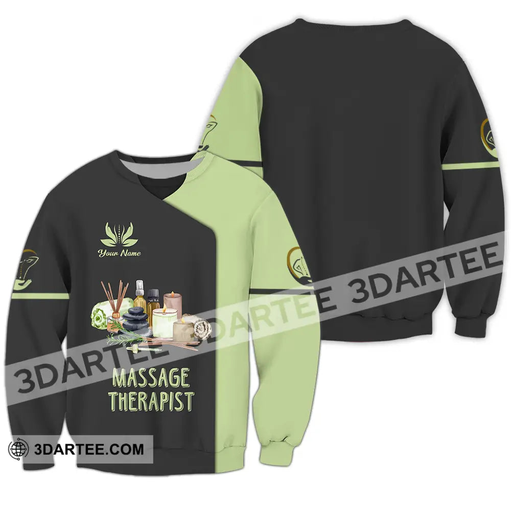 Unisex Shirt - Custom Name Massage Therapist Green Tea Long Sleeve / S T-Shirt