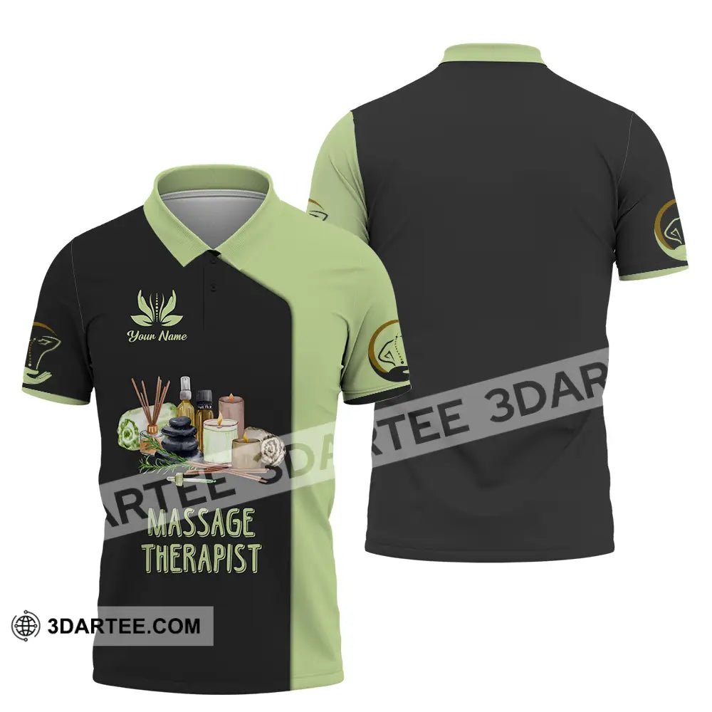 Unisex Shirt - Custom Name Massage Therapist Green Tea Polo / S T-Shirt