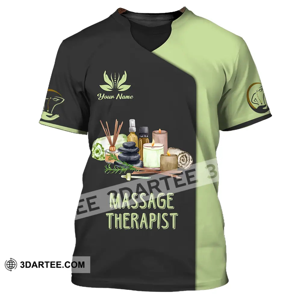 Unisex Shirt - Custom Name Massage Therapist Green Tea T-Shirt / S T-Shirt