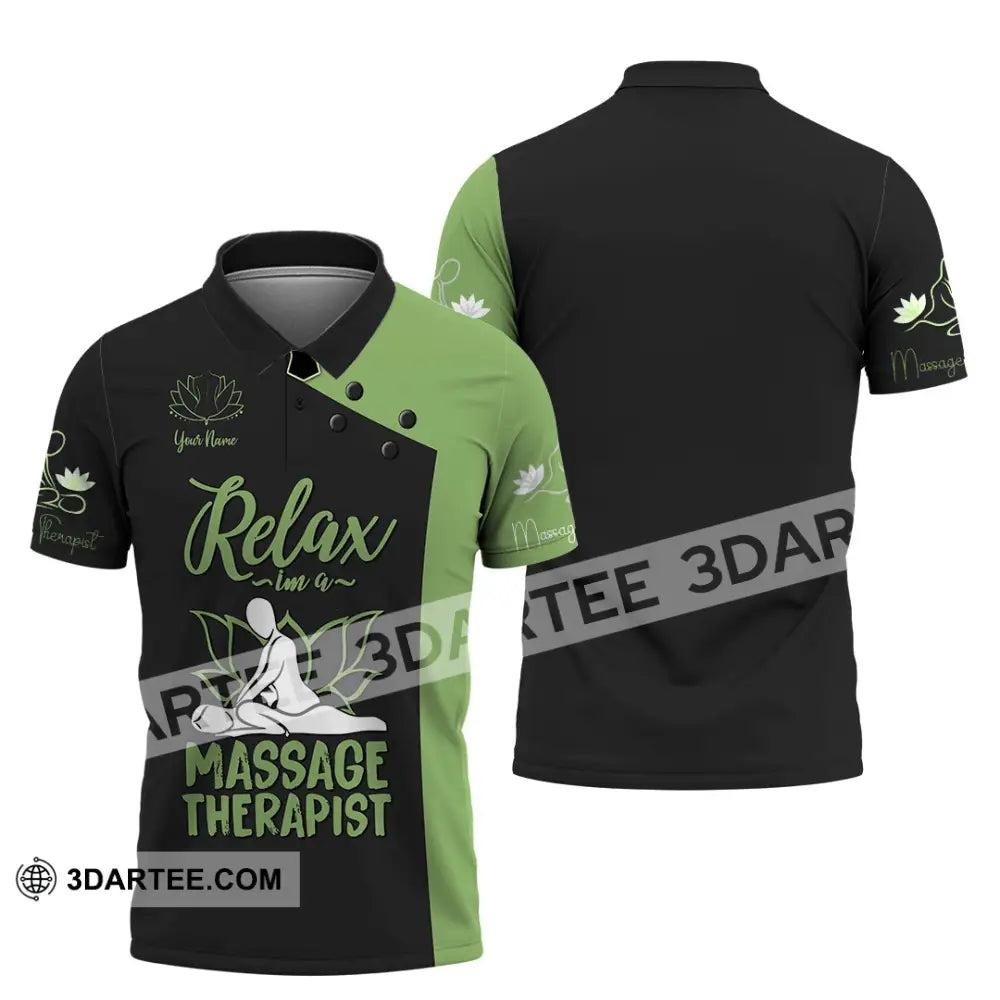 Unisex Shirt - Custom Name Massage Therapist Green Tools Polo / S T-Shirt