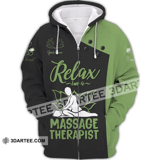 Unisex Shirt - Custom Name Massage Therapist Green Tools Zipper Hoodie / S T-Shirt