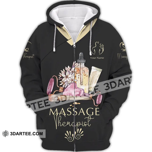 Unisex Shirt - Custom Name Massage Therapist Lemon Yellow Tools Zipper Hoodie / S T-Shirt