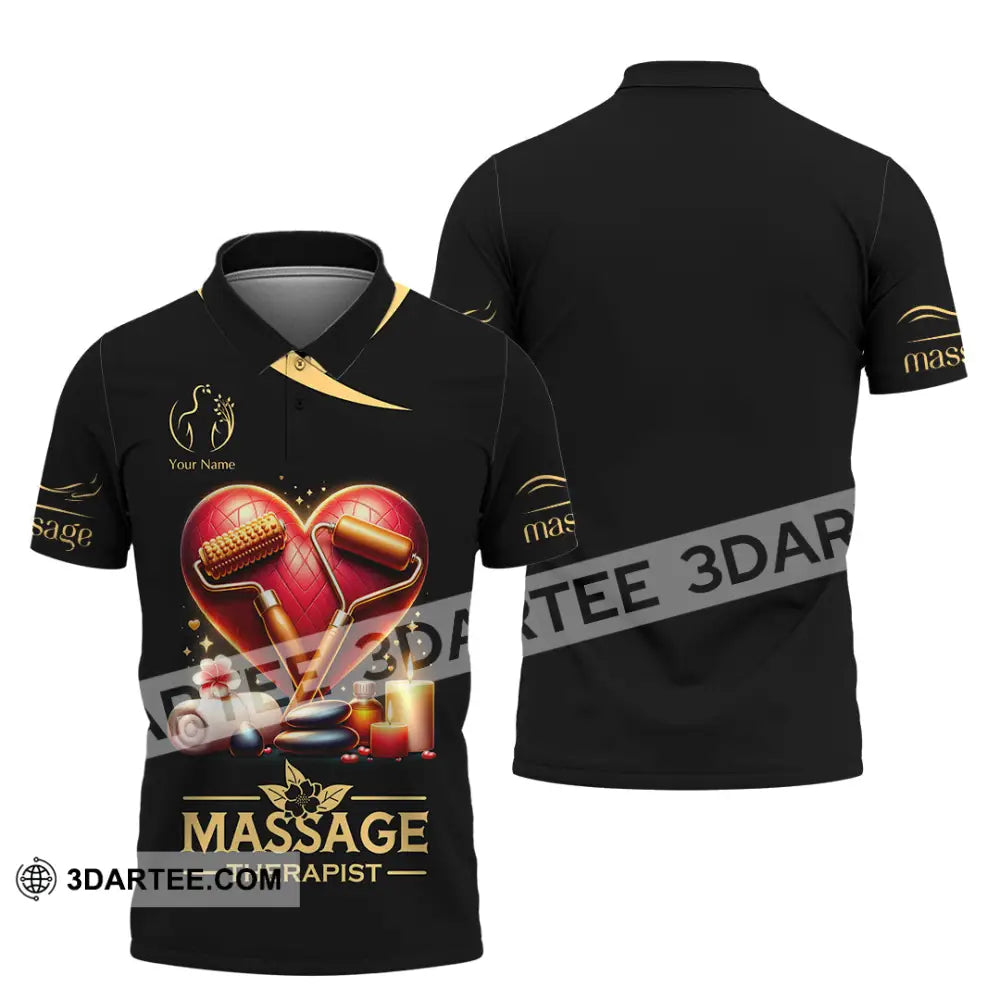 Unisex Shirt Custom Name Massage Therapist Long Sleeve Polo / S T-Shirt